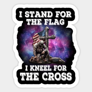 I Stand For The Flag I Kneel For The Cross, Memorial Day, Veteran, Patriotic Sticker